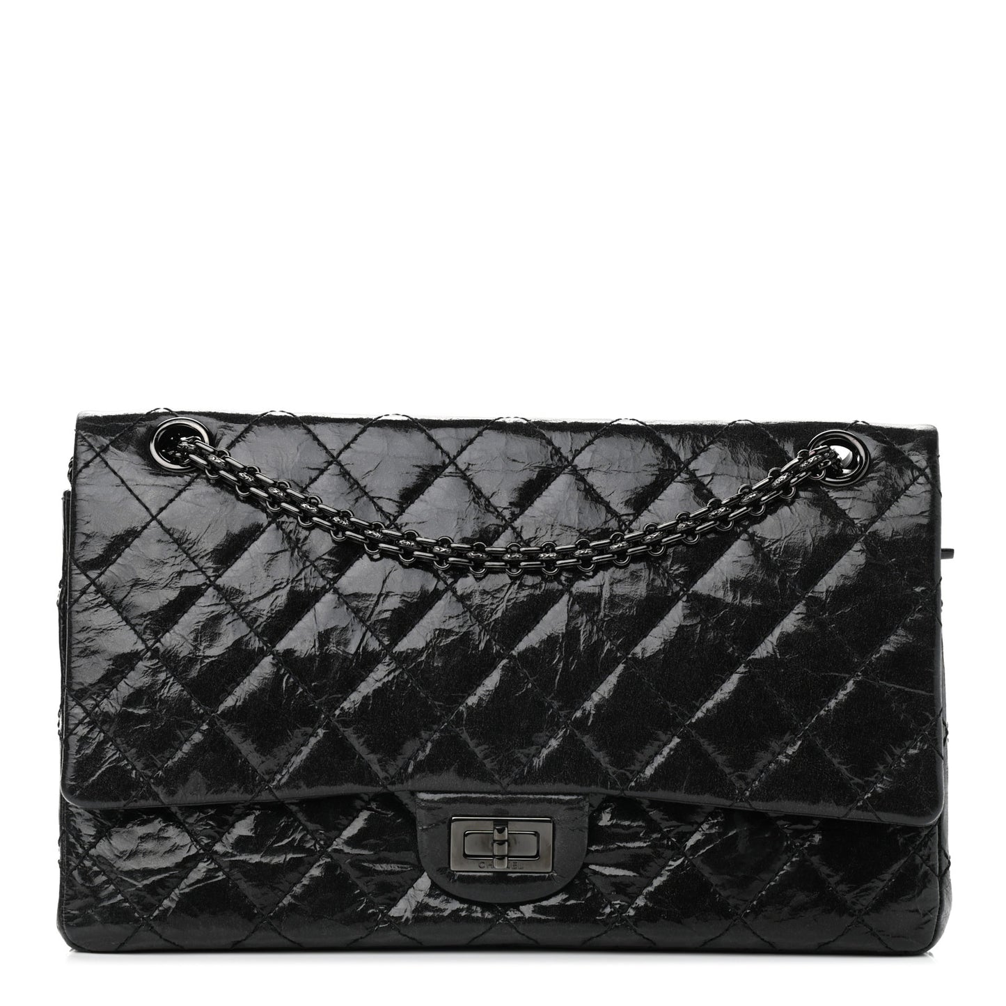 Glazed Calfskin Quilted 2.55 Reissue 226 Flap So Black