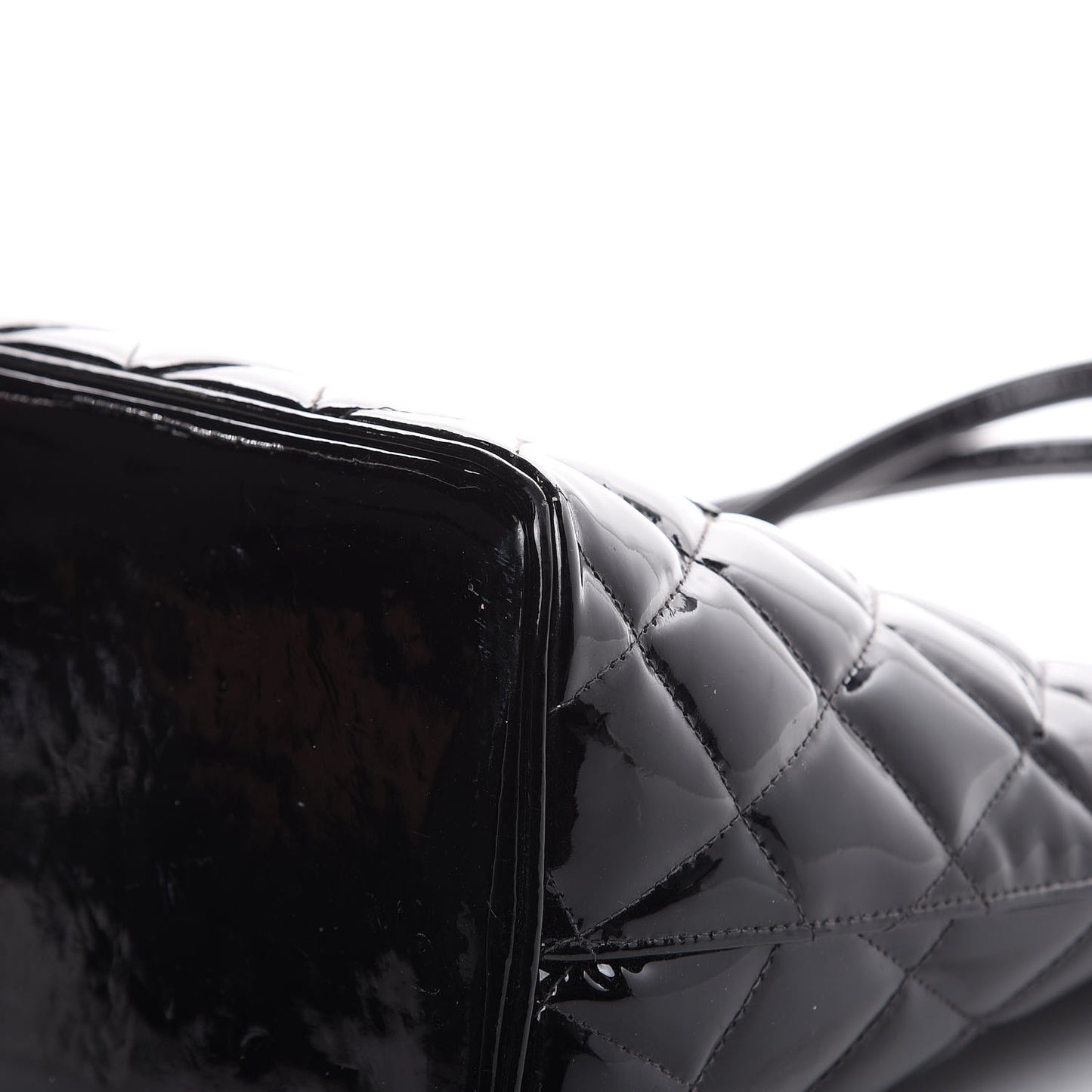 Patent Quilted Medallion Tote Black