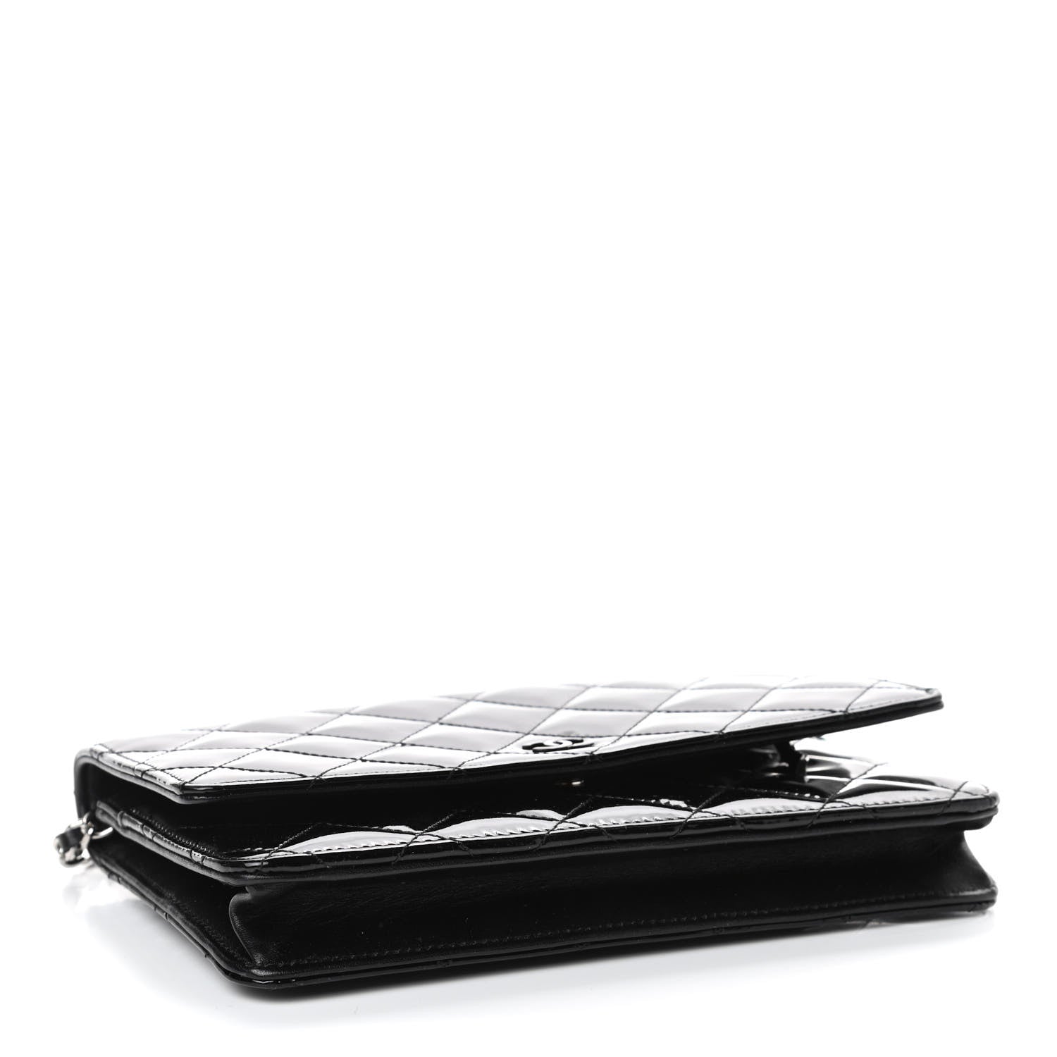 Chanel Patent Quilted Wallet On Chain WOC Black 3 of 5