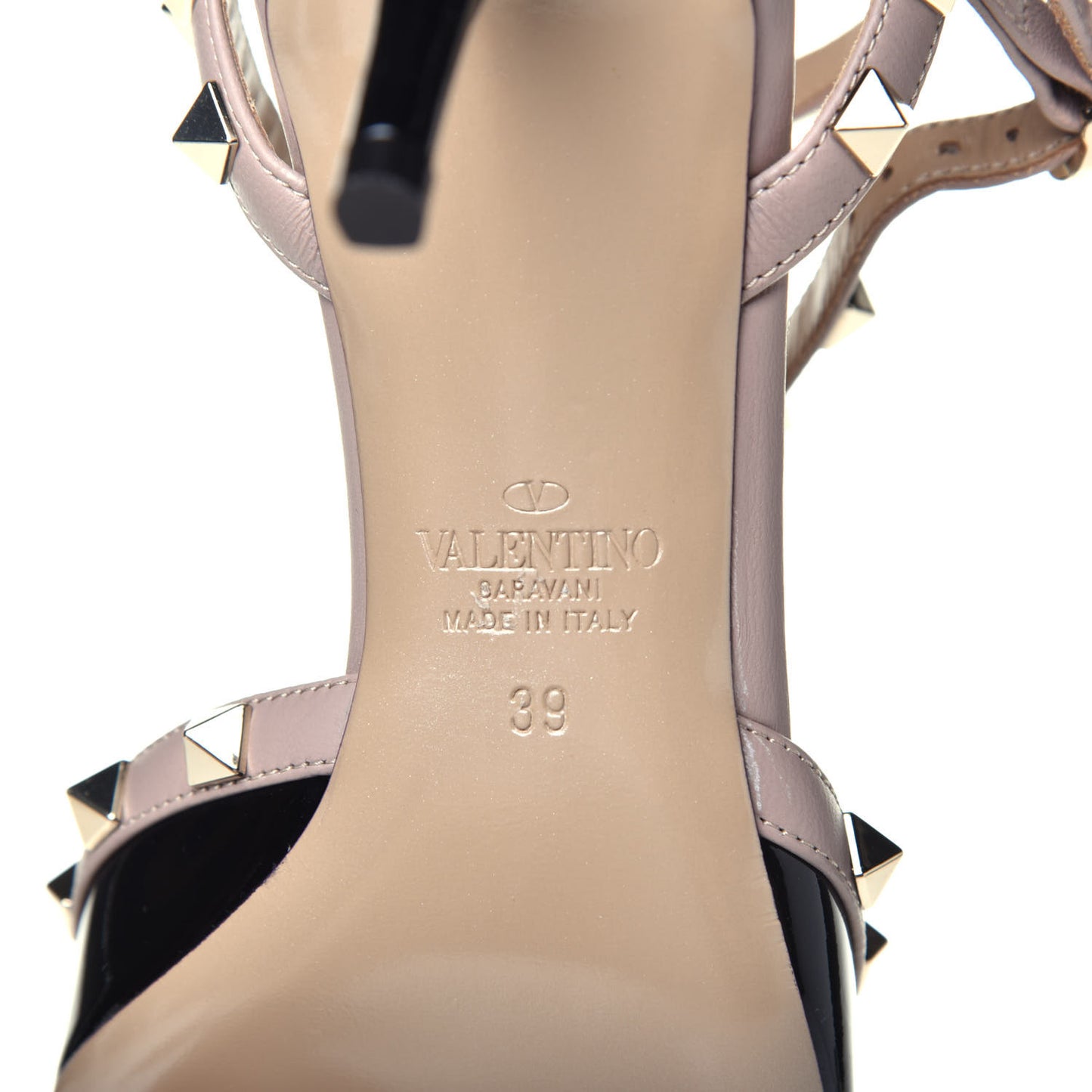 Patent Nappa Rockstud Ankle Strap 65mm Pumps 39 Black Poudre