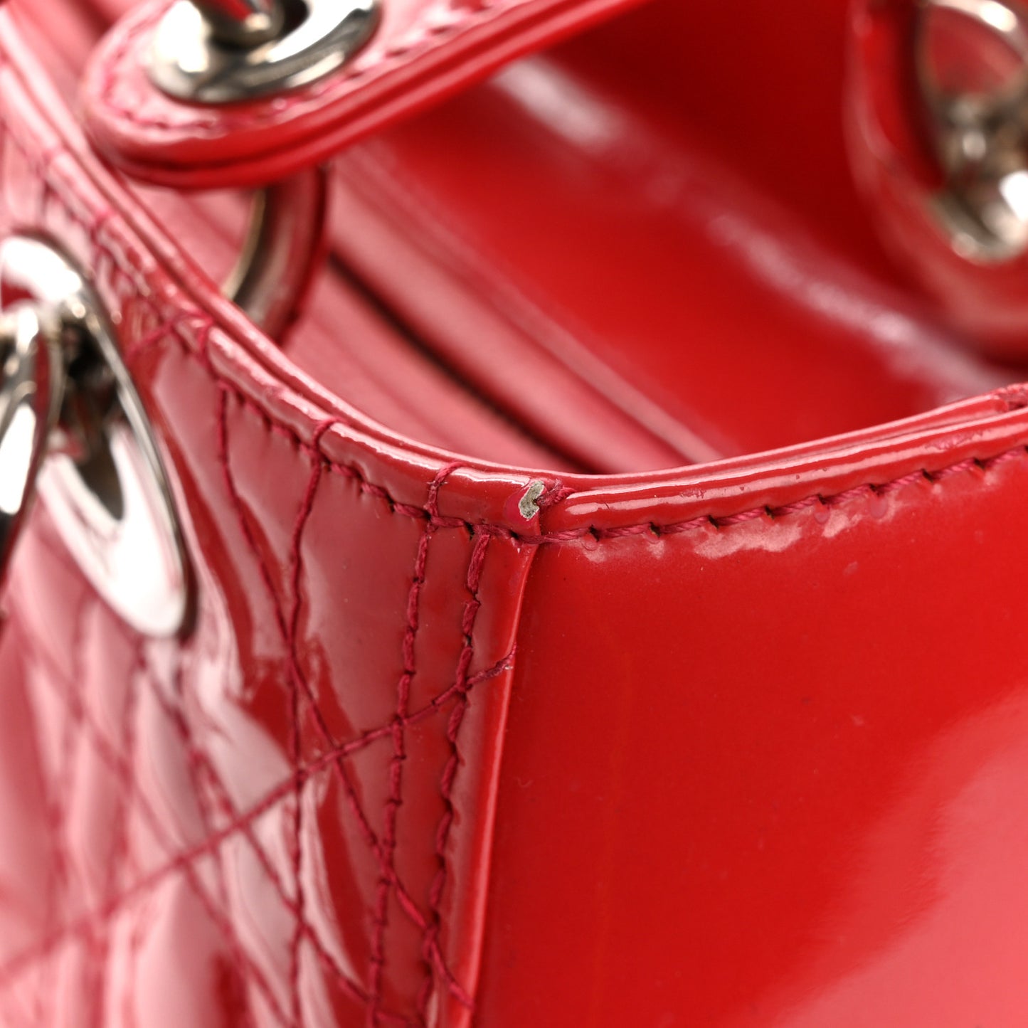 Patent Cannage Medium Lady Dior Fuchsia