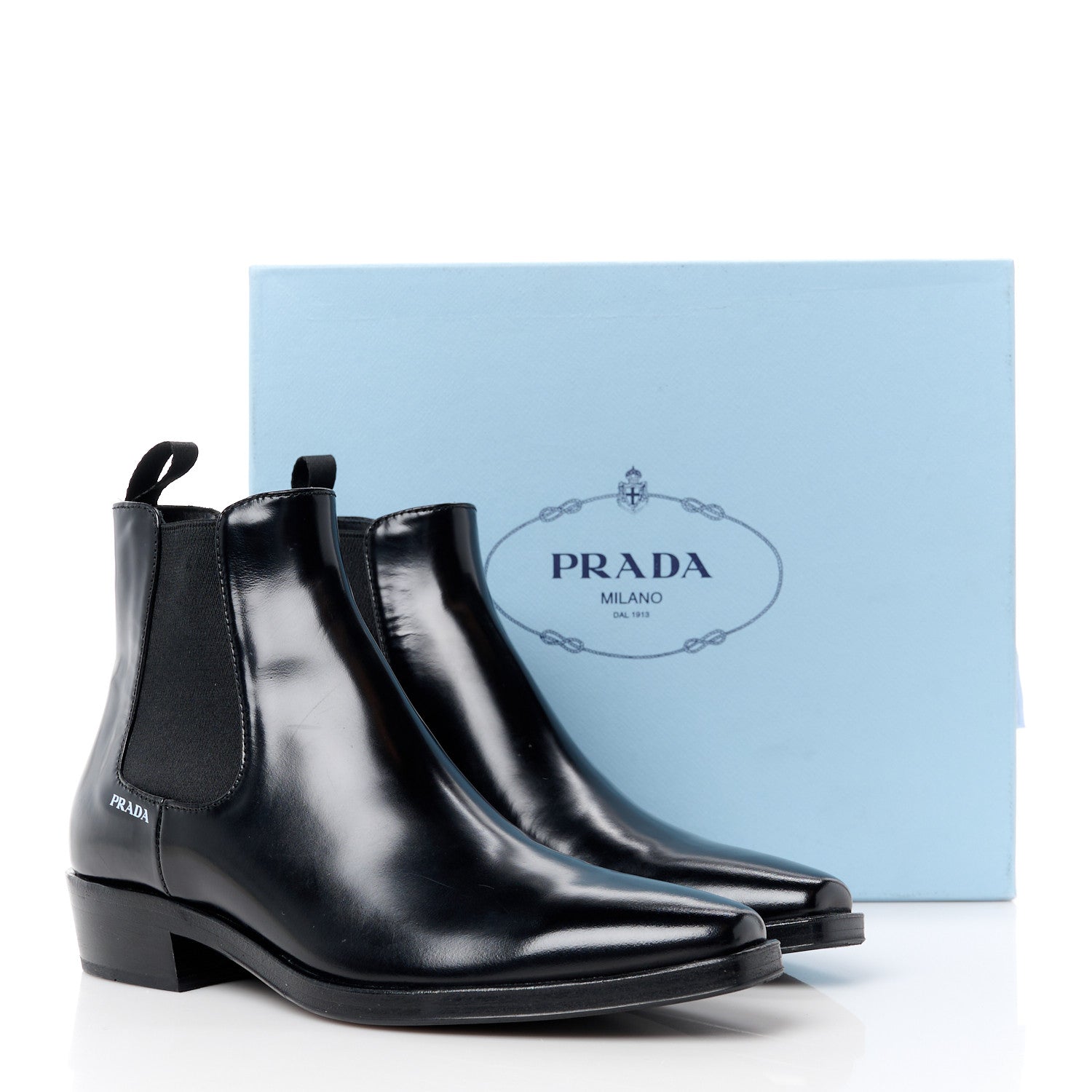 Prada Spazzolato Logo Chelsea Boots 36 Black 10 of 10