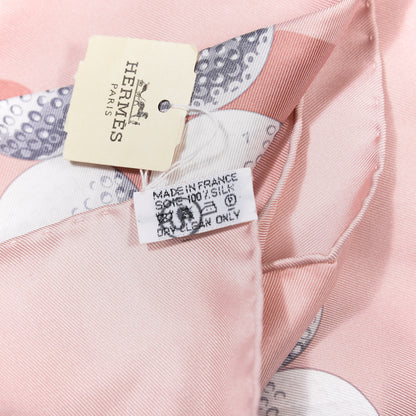 Hermes Silk Balles De Golf II Pocket Square Rose Camaieu Gris 2 of 4