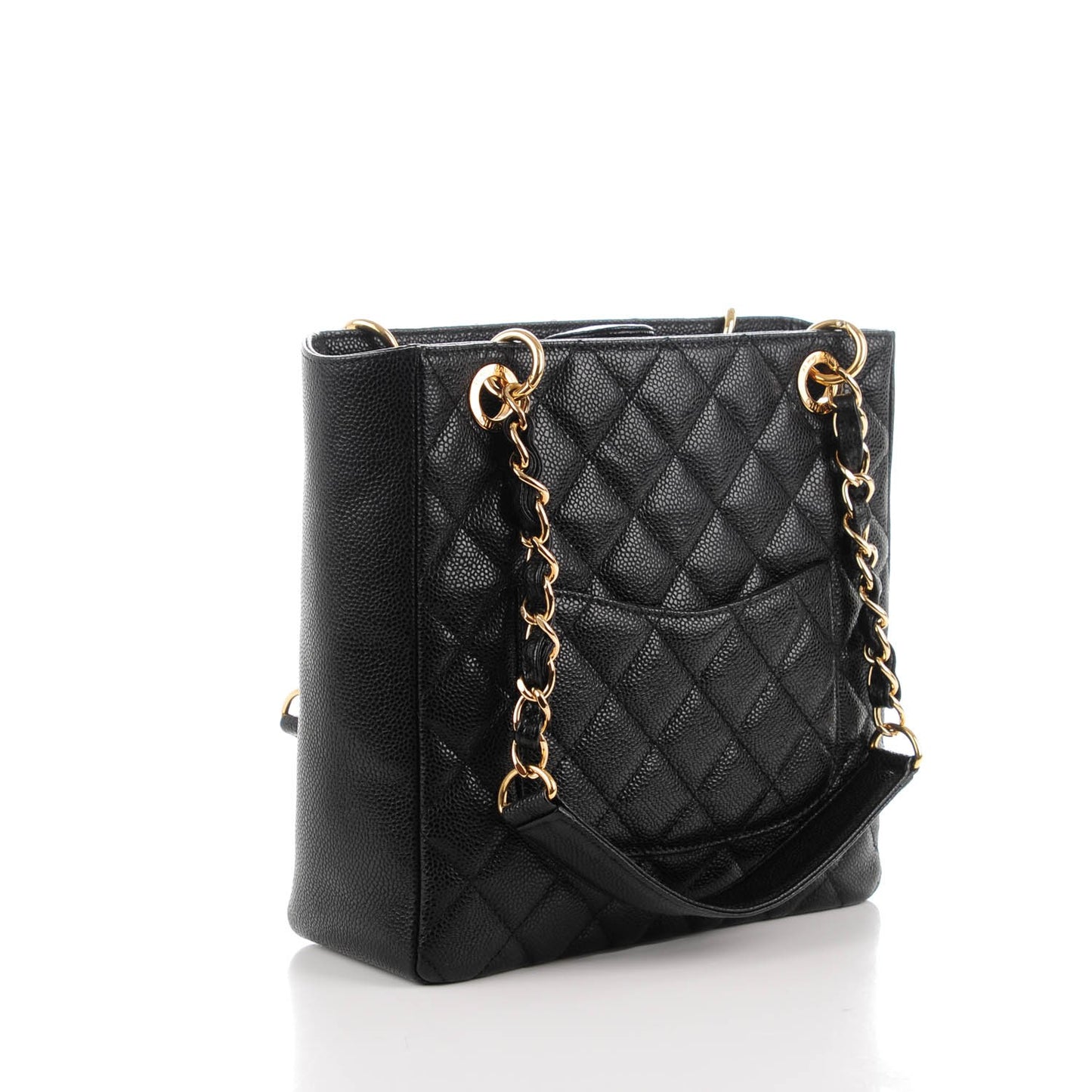 Caviar Quilted Petit Shopping Tote PST Black