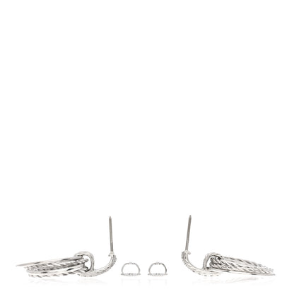 David Yurman Sterling Silver Diamond Crossover Drop Earrings 3 of 4