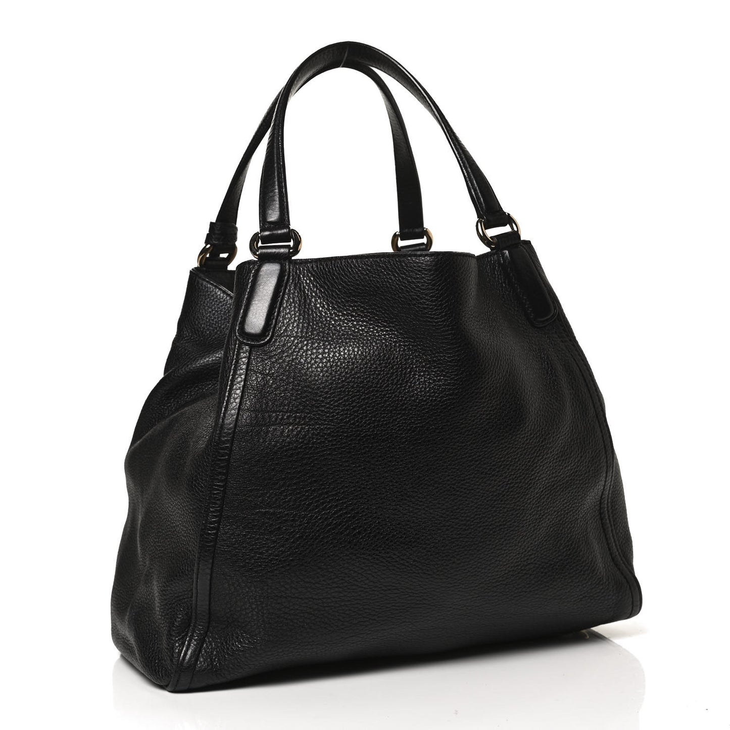Pebbled Calfskin Medium Soho Shoulder Bag Black