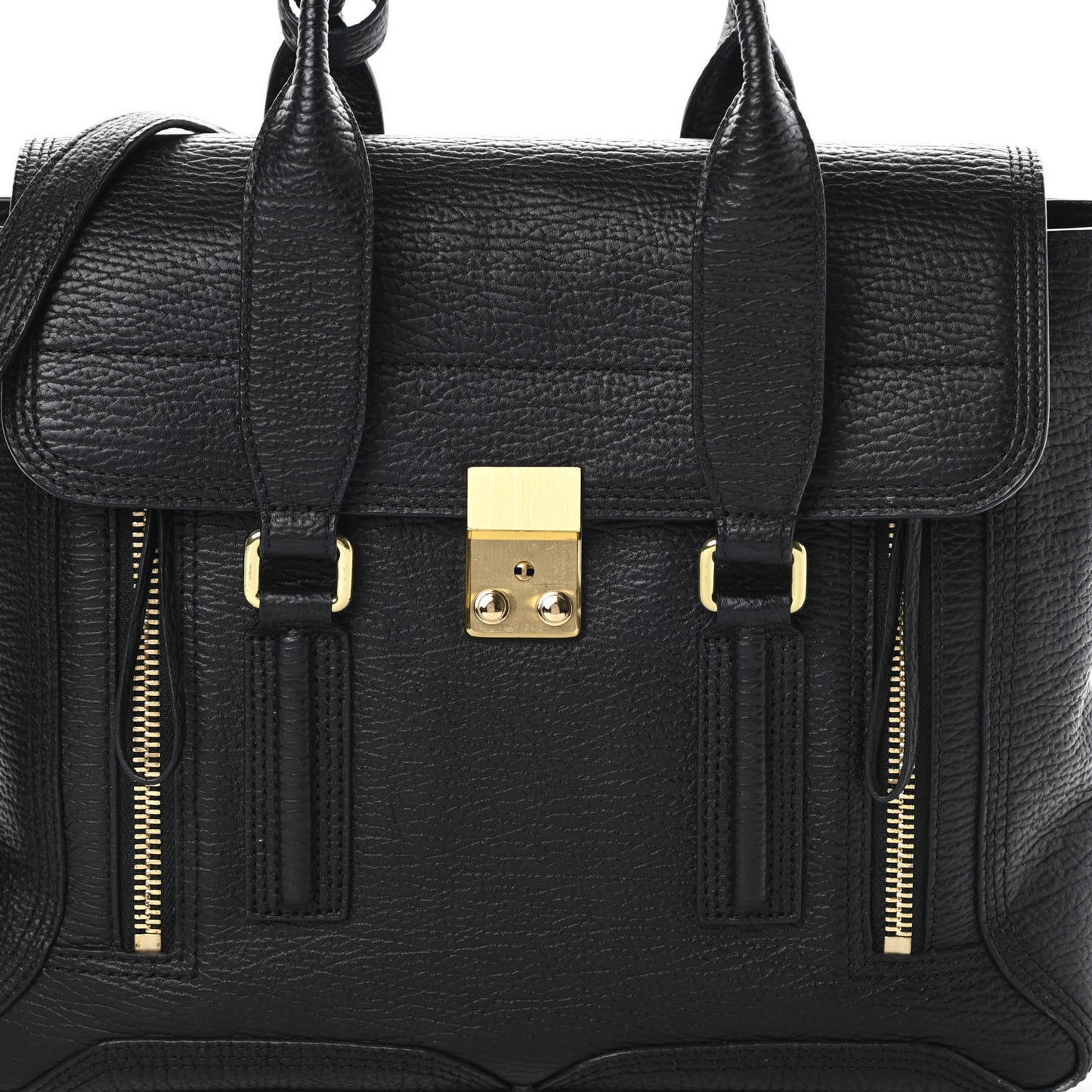 Textured Calfskin Medium Pashli Satchel Black