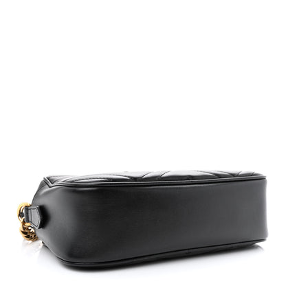Gucci Calfskin Matelasse Small GG Marmont Chain Shoulder Bag Black 4 of 12