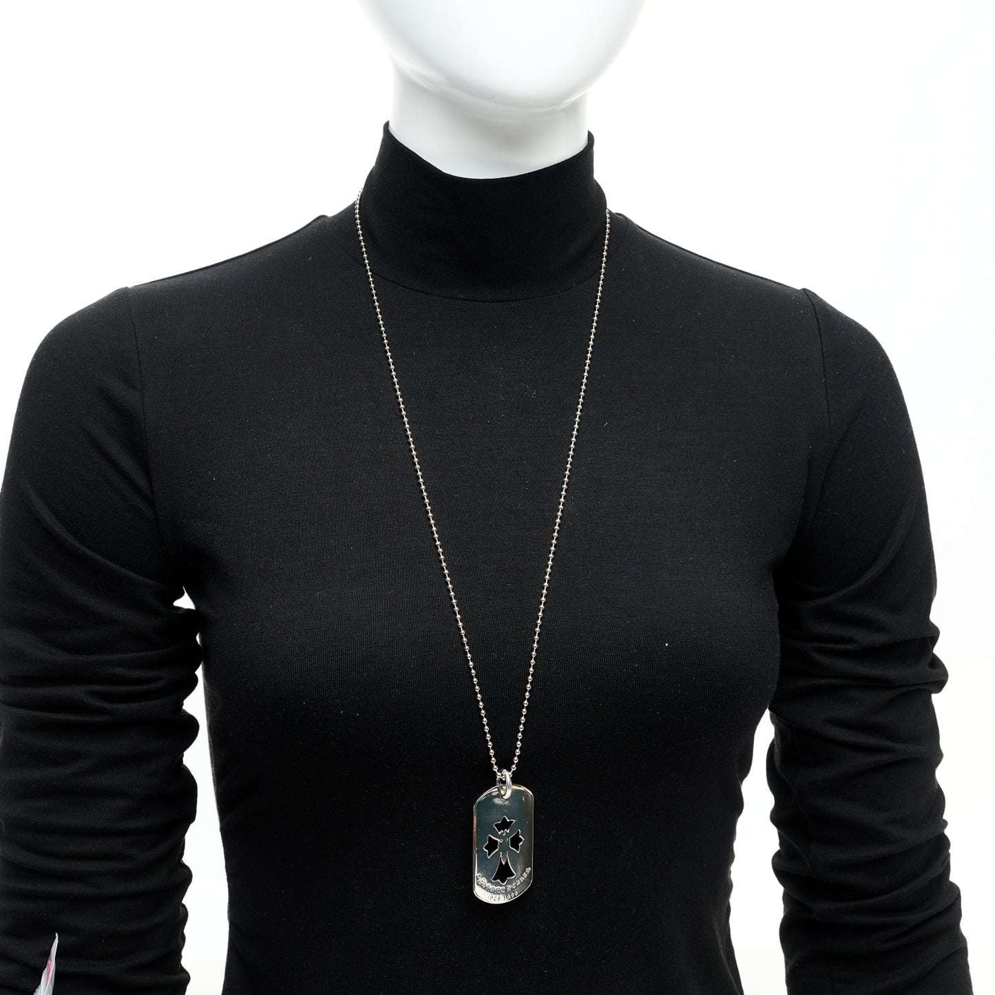 Sterling Silver Dagger Dog Tag Pendant Necklace