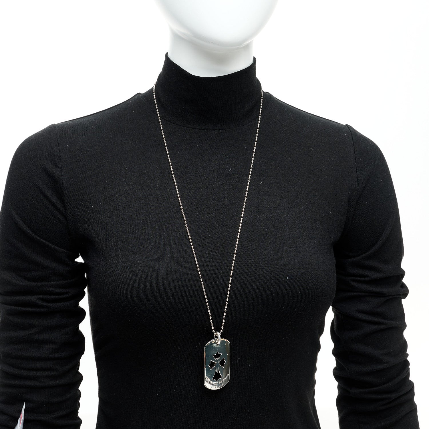 Chrome Hearts Sterling Silver Dagger Dog Tag Pendant Necklace 2 of 5