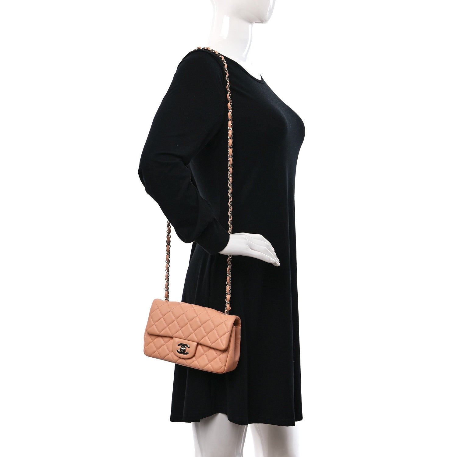 Chanel Lambskin Quilted Mini Rectangular Flap Light Pink 2 of 9