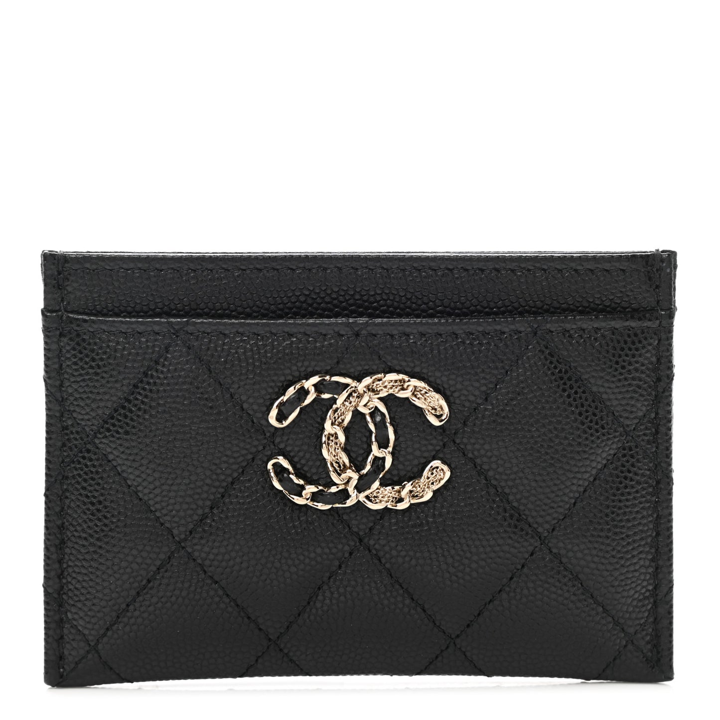 Caviar Quilted French New Wave Card Holder Black