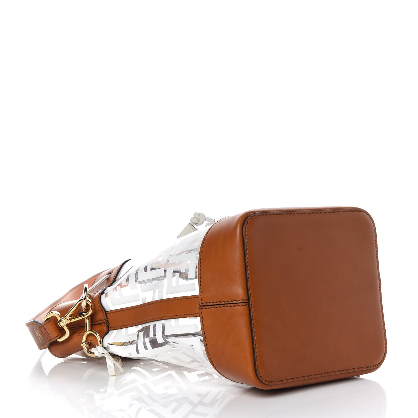 TPU FF Vitello Aura F is Fendi Grande Mon Tresor Bucket Bag White Cuoio
