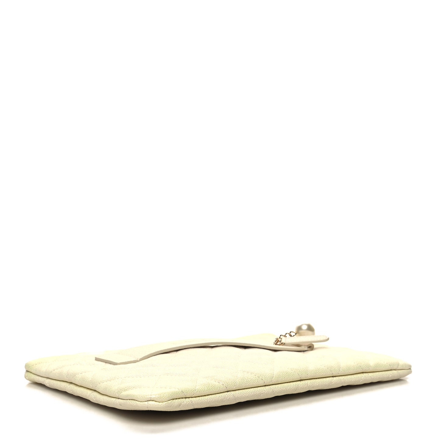 Iridescent Caviar Medium Night by the C Pouch Clutch White