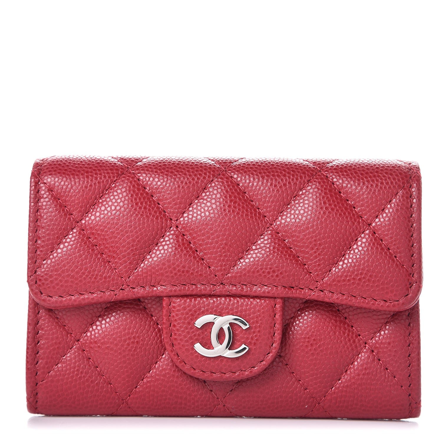 Chanel Caviar Quilted Flap Card Holder Pink 1 of 9