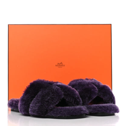 Hermes Woolskin Oran Sandals 35.5 Violet Fonce 8 of 8