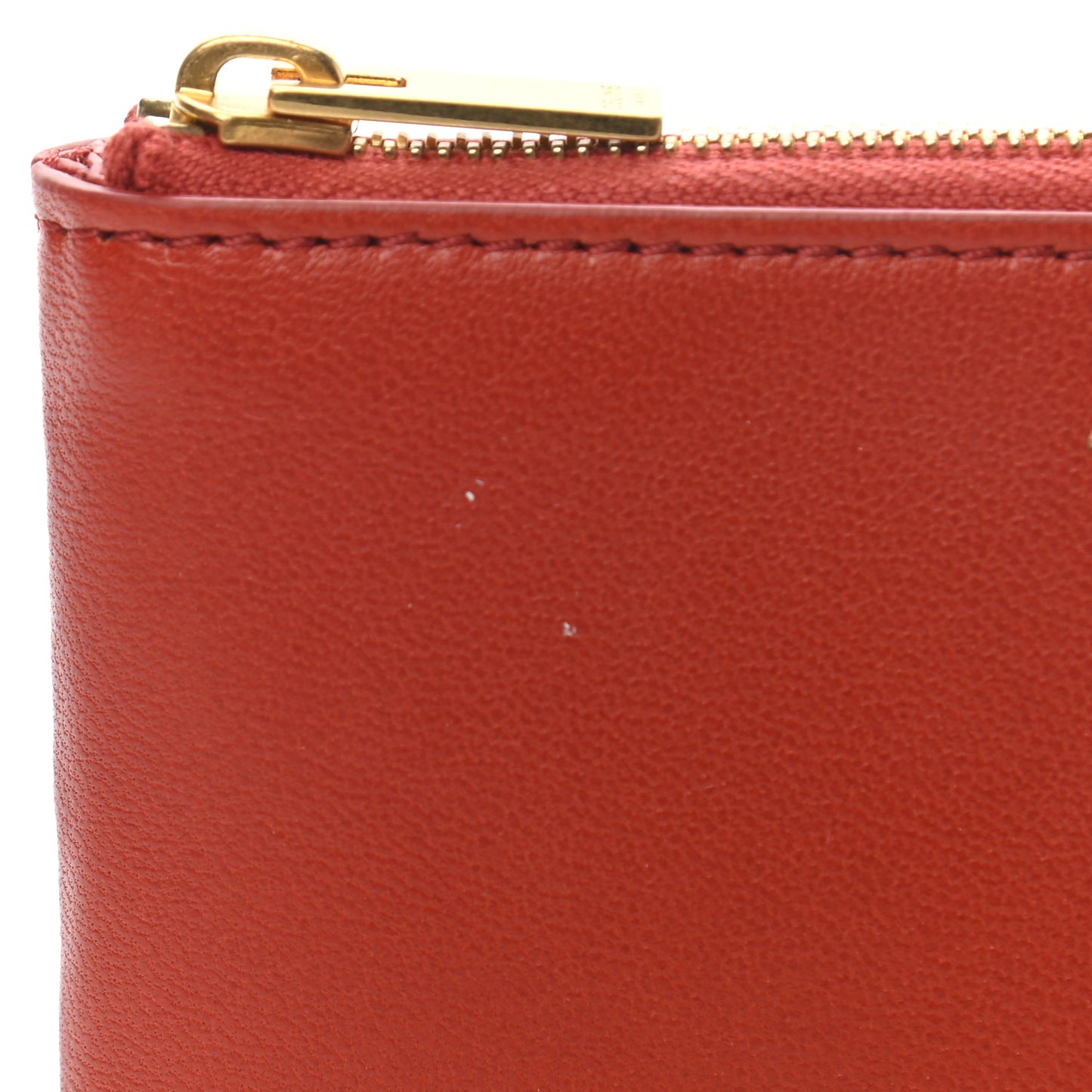Calfskin Medium Half Zip Multifunction Wallet Coin Purse Fox Red