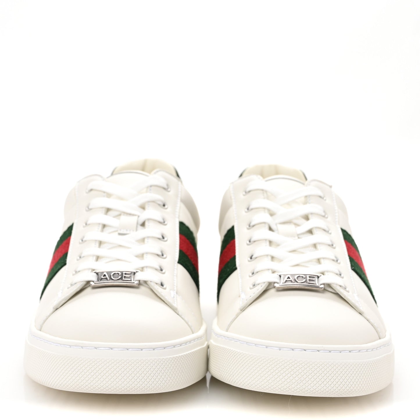 Calfskin Crocodile Web Womens Ace Sneakers 39 White Green