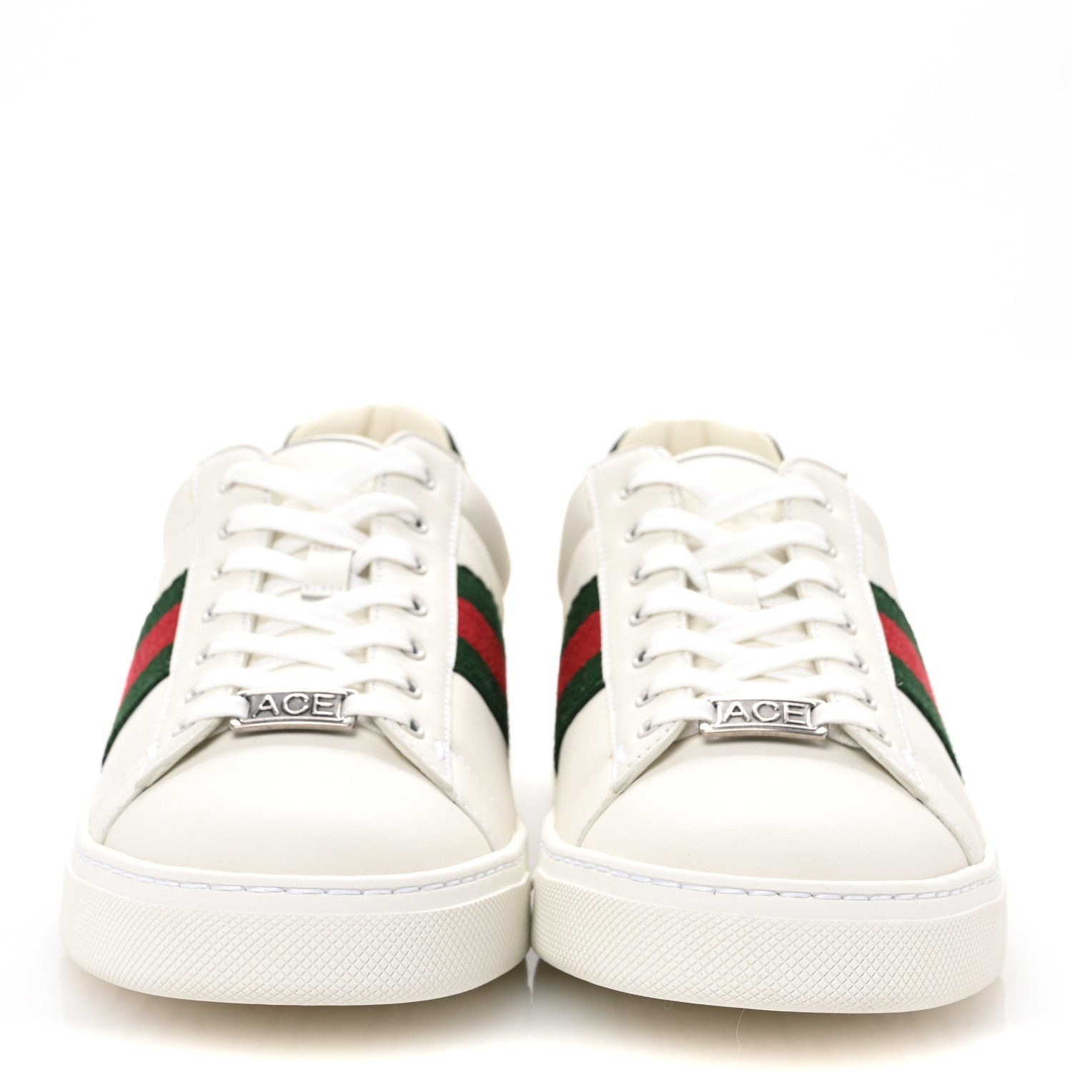 Gucci Calfskin Crocodile Web Womens Ace Sneakers 39 White Green 3 of 10