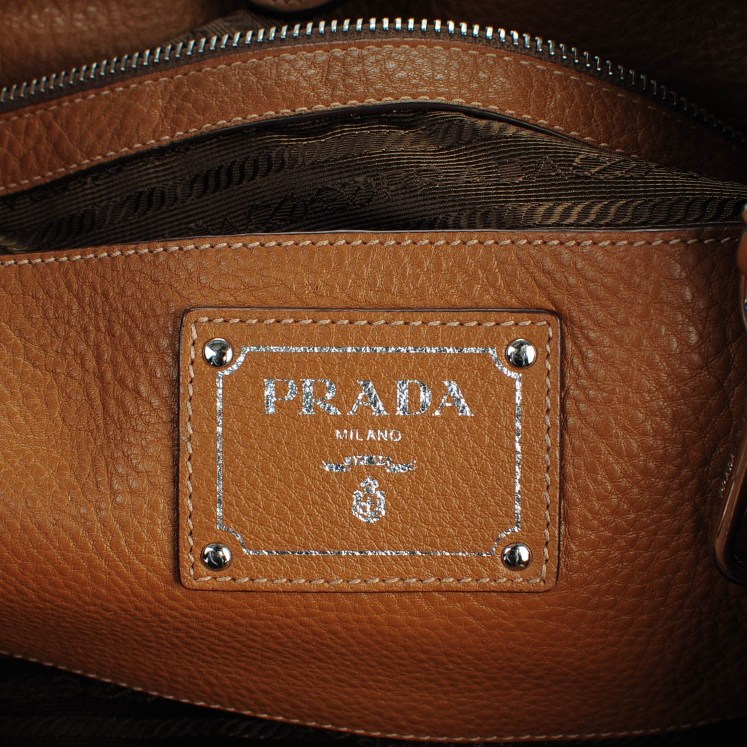 Prada Vitello Phenix Side Zip Shopping Tote Cannella 7 of 8