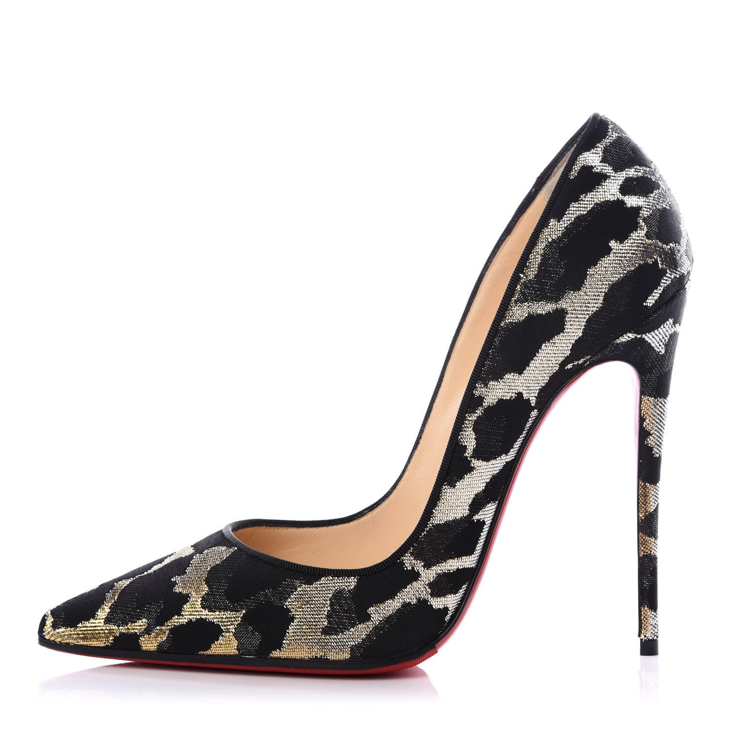 Christian Louboutin Lurex Feline So Kate 120 Pumps 38.5 Black Gold 1 of 10