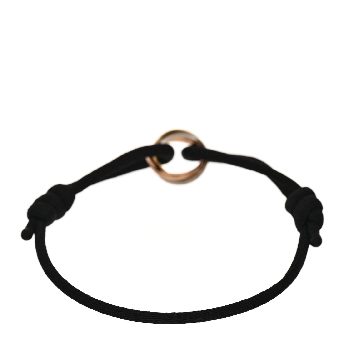 18k Pink Yellow White Gold Trinity Adjustable Cord Bracelet Black