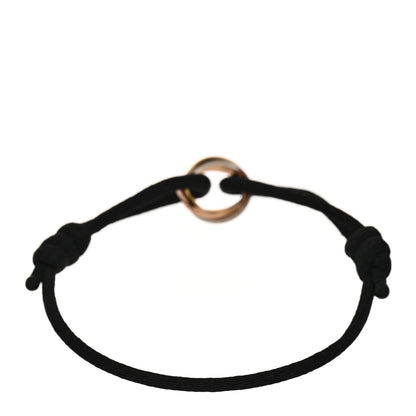 Cartier 18k Pink Yellow White Gold Trinity Adjustable Cord Bracelet Black 2 of 4