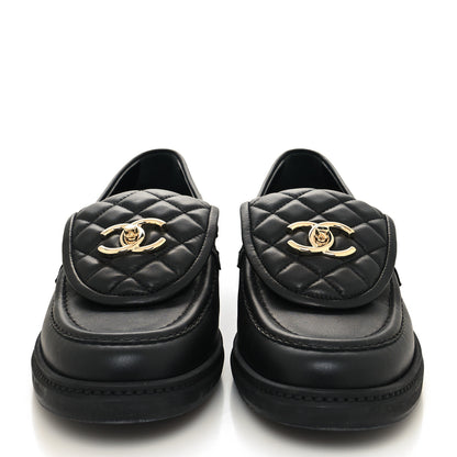 Chanel Lambskin Quilted CC Turnlock Loafers 39 Black 2 of 8