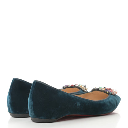 Christian Louboutin Velvet Diva Cora Flats 40 Lagune Multi 4 of 15