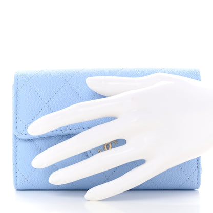 Chanel Caviar Quilted Medium Flap Wallet Light Blue 2 of 11