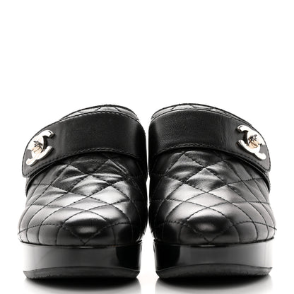 Chanel Lambskin Quilted CC Turn Lock Clogs 39.5 Black 2 of 13