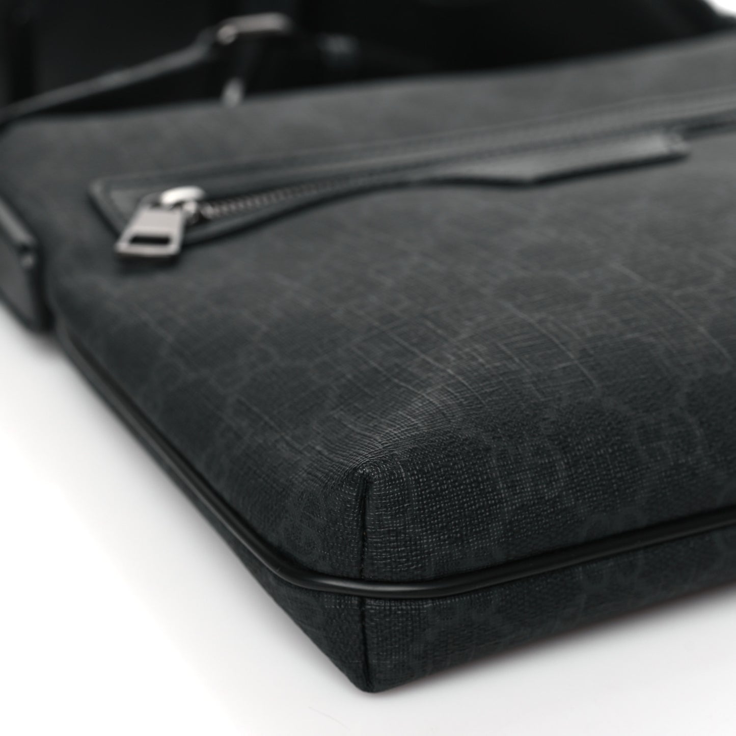 GG Supreme Monogram Flat Messenger Bag Black Grey