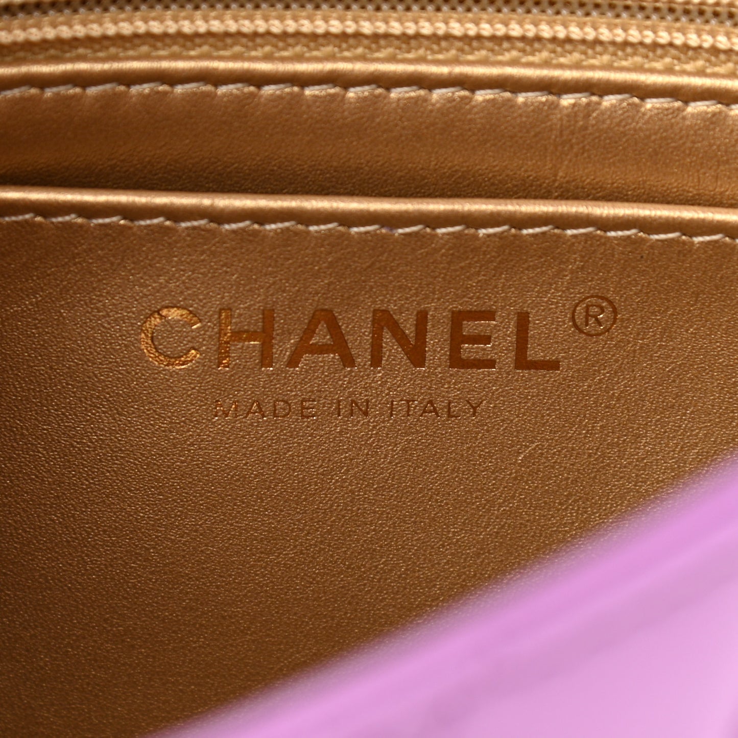 Lambskin Quilted Mini Pearl Crush Flap Purple