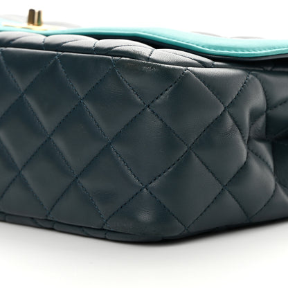 Chanel Lambskin Quilted Bi-Color Flap Navy Turquoise 10 of 16
