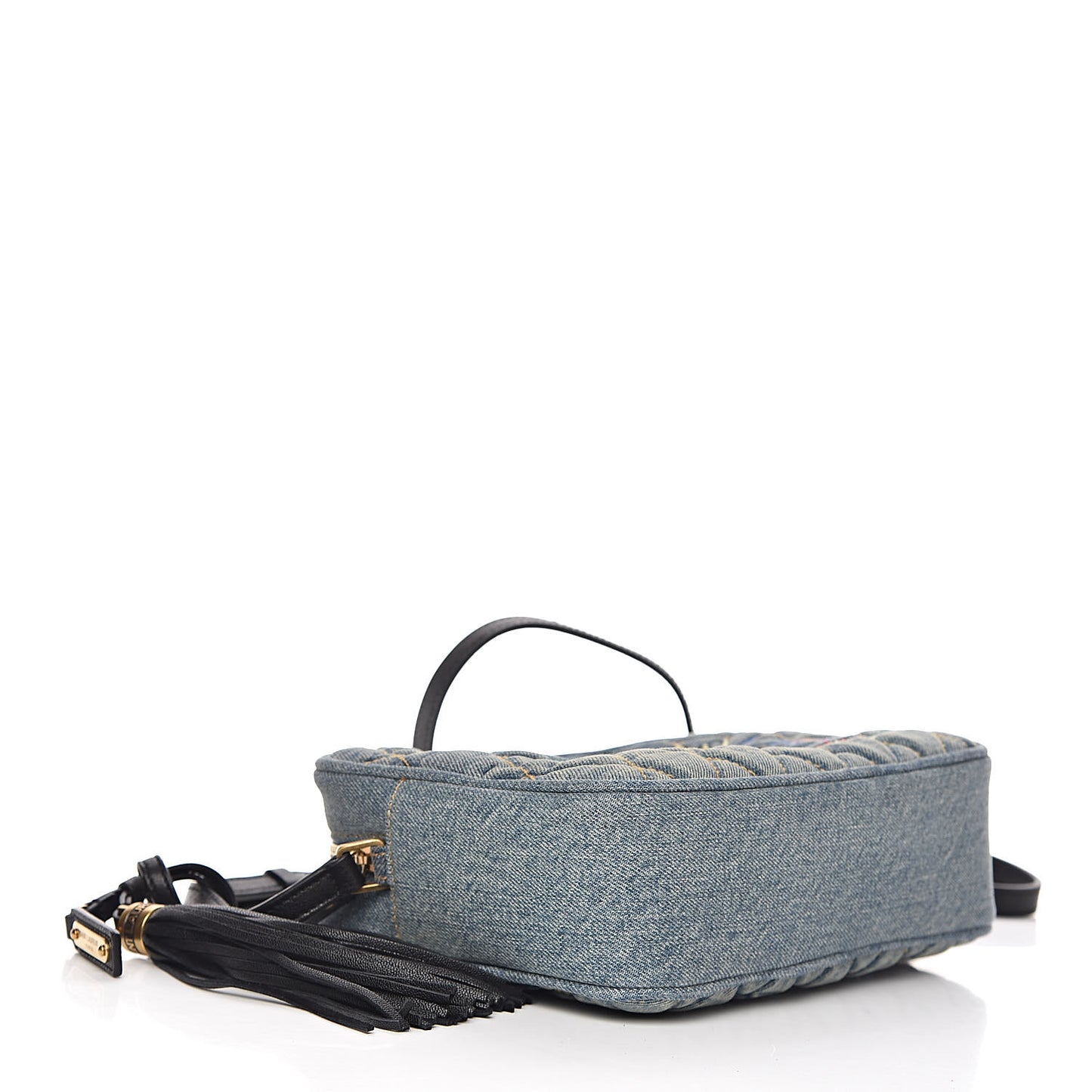 Denim Matelasse Quilted Summer Embroidered Classic Monogram Camera Bag Blue