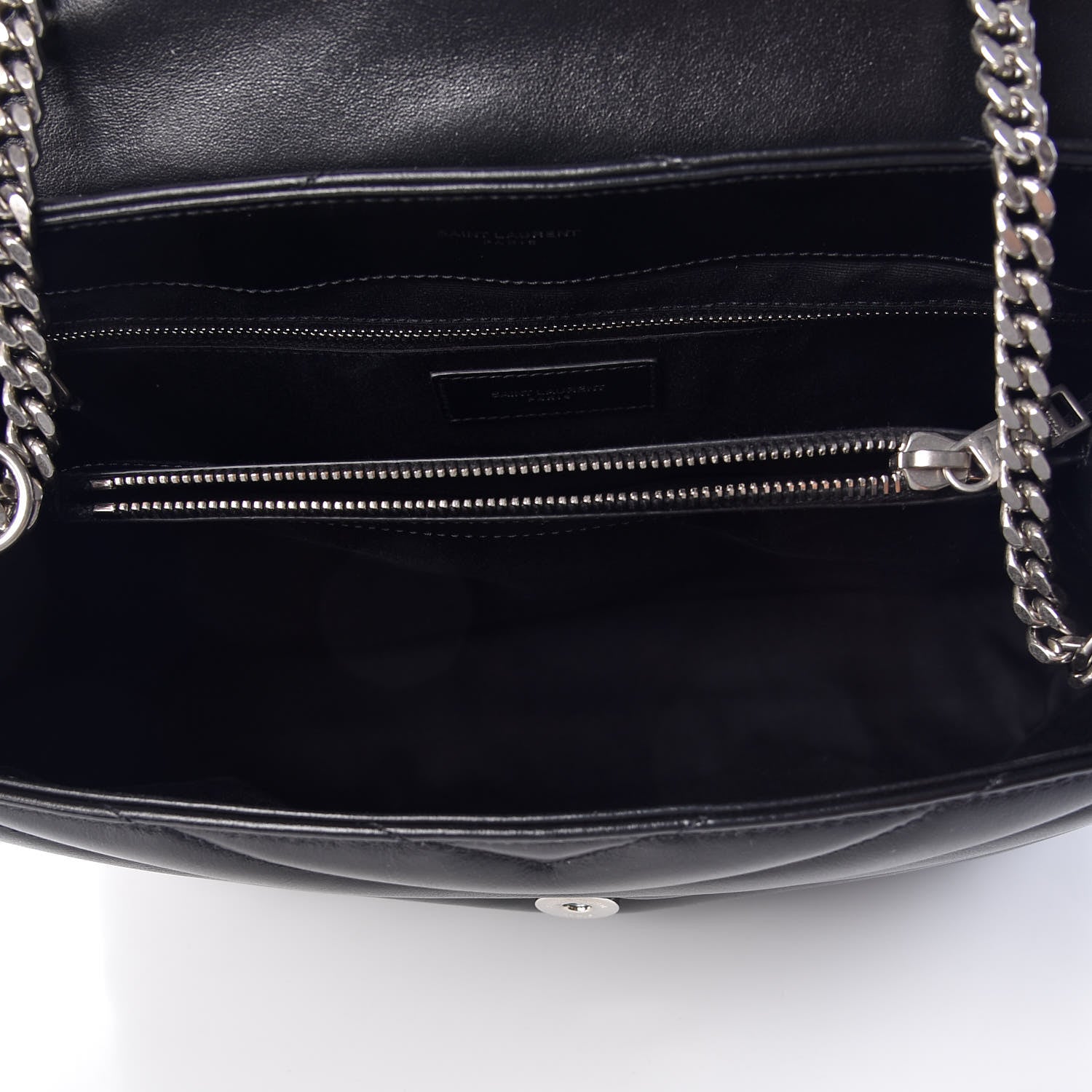 Saint Laurent Calfskin Y Quilted Monogram Medium Loulou Chain Satchel Black 5 of 9