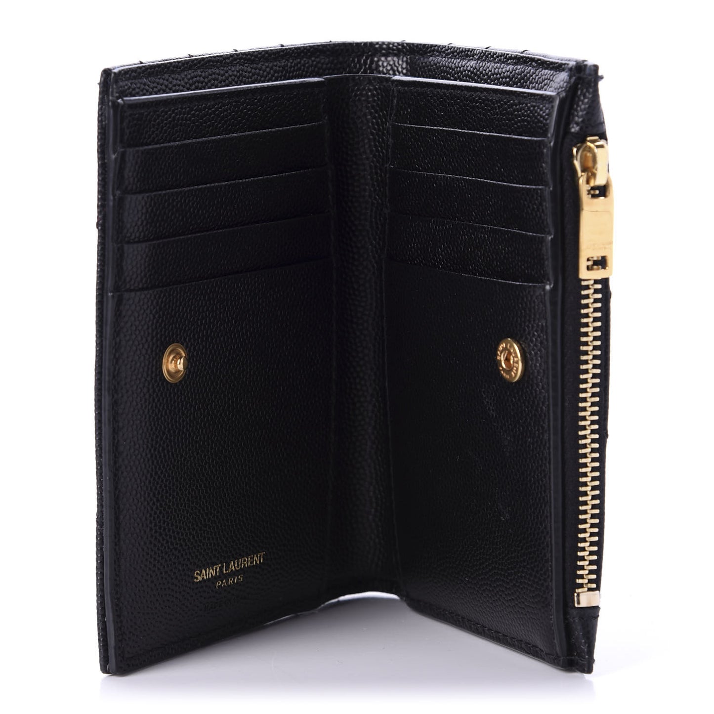 Grain De Poudre Matelasse Chevron Monogram Zipped Two-Part Wallet Black