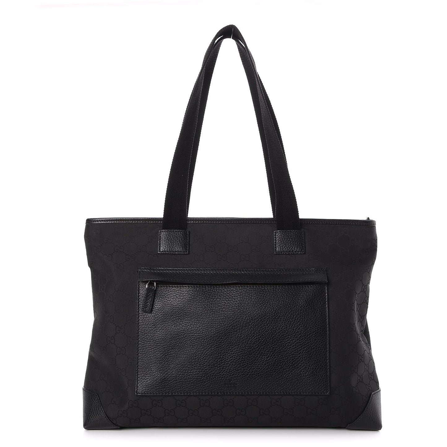 Nylon Monogram Calfskin Large Tote Bag Black