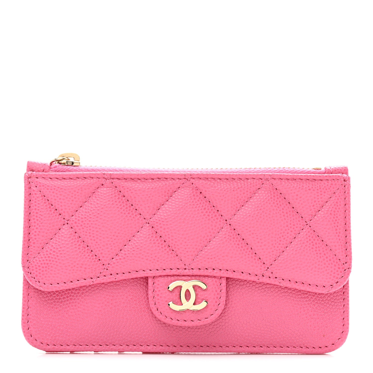 Chanel Caviar Quilted Flap Zip Card Holder Dark Pink 1 of 8