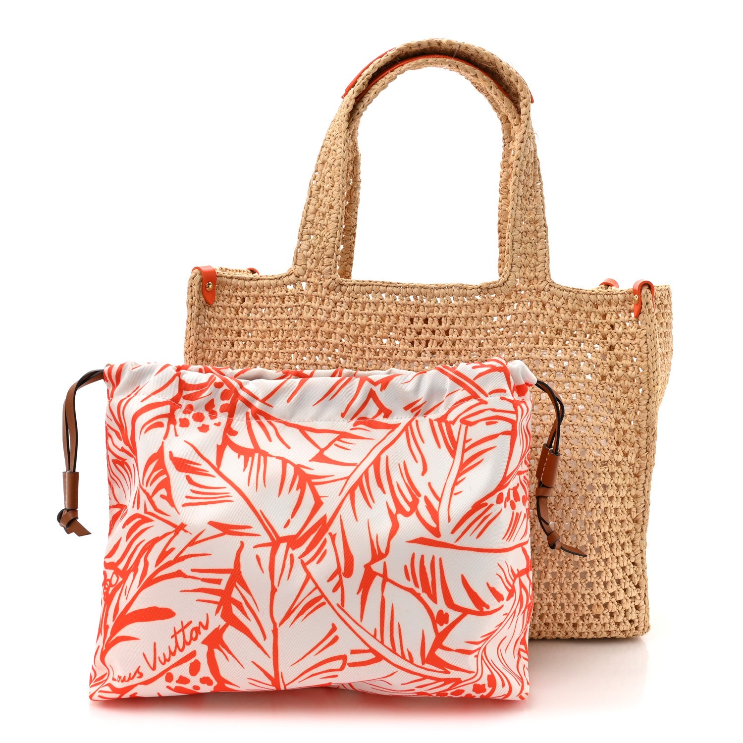Louis Vuitton Raffia Calfskin Saint Tropez OnTheGo MM Natural