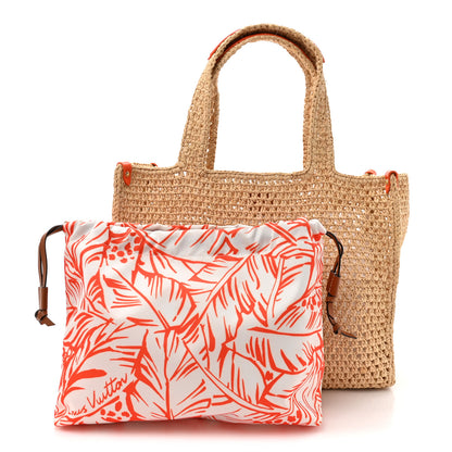 Louis Vuitton Raffia Calfskin Saint Tropez OnTheGo MM Natural Orange 3 of 12