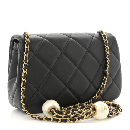 Chanel Lambskin Quilted Pearl Small Flap Black 3 of 10