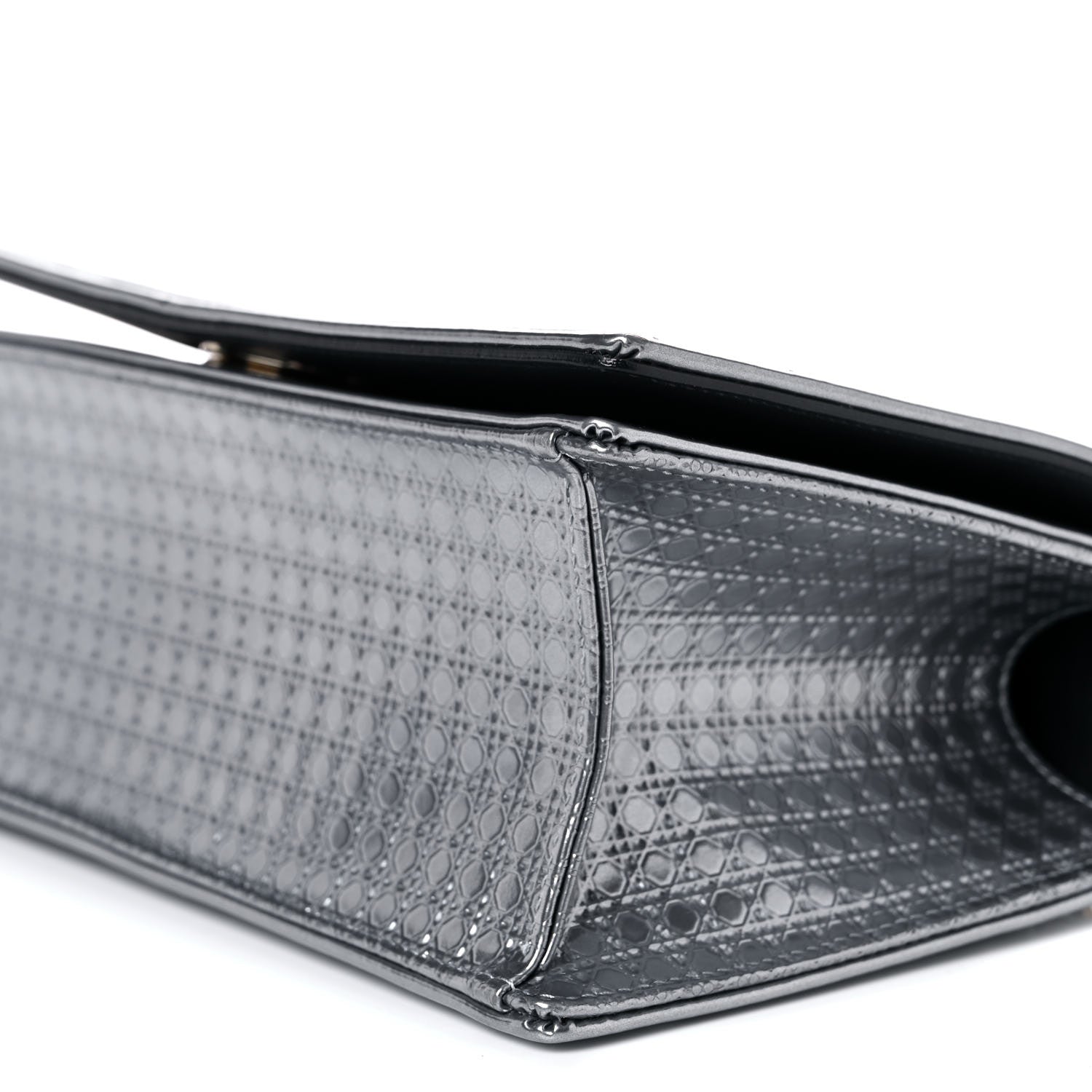 Christian Dior Metallic Patent Micro-Cannage Small Diorama Flap Bag Silver 6 of 12