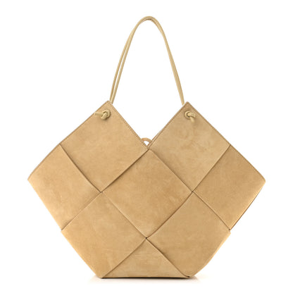 Bottega Veneta Suede Maxi Intrecciato Tote Cane Sugar Tapioca 1 of 12