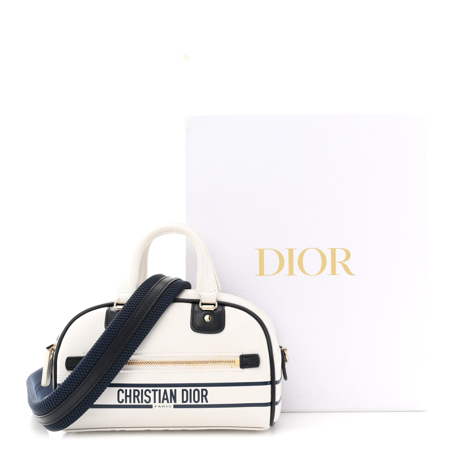Christian Dior Calfskin Micro Dior Vibe Zip Bowling Bag White 11 of 11