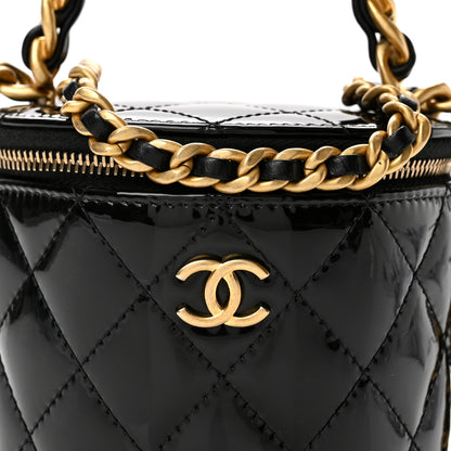 Chanel Patent Quilted Afternoon Tea Top Handle Vanity Case With Chain Black 8 of 13