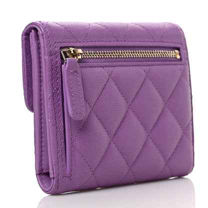 Chanel Caviar Quilted Compact Flap Wallet Purple 3 of 6