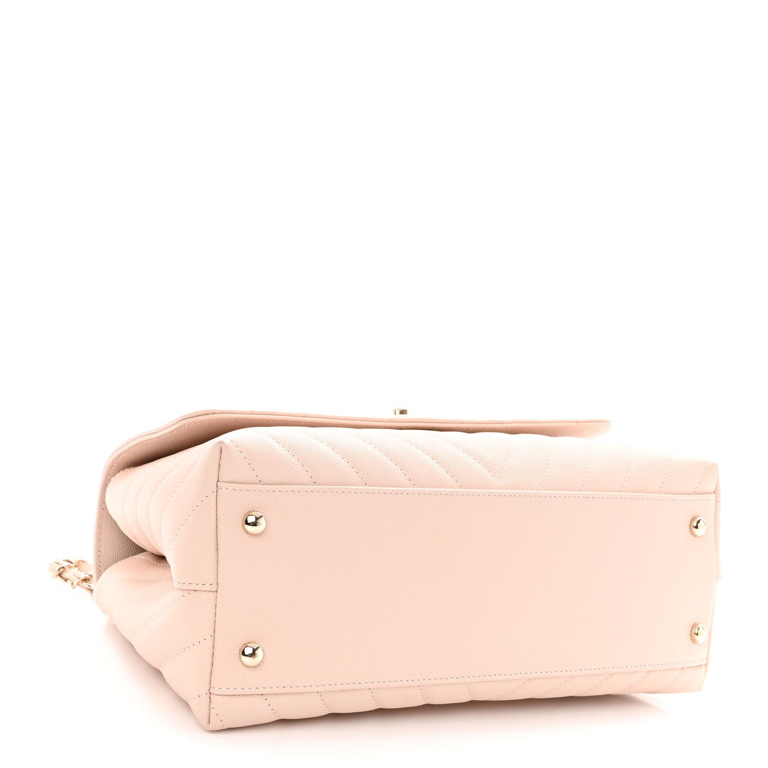 Chanel Caviar Lizard Chevron Quilted Small Coco Handle Flap Beige 4 of 9