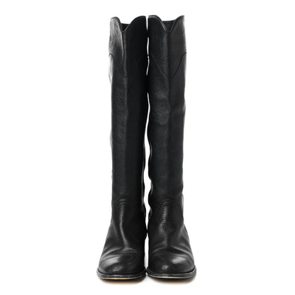 Chanel Calfskin Ascot Knee High CC Boots 39 Black 2 of 15
