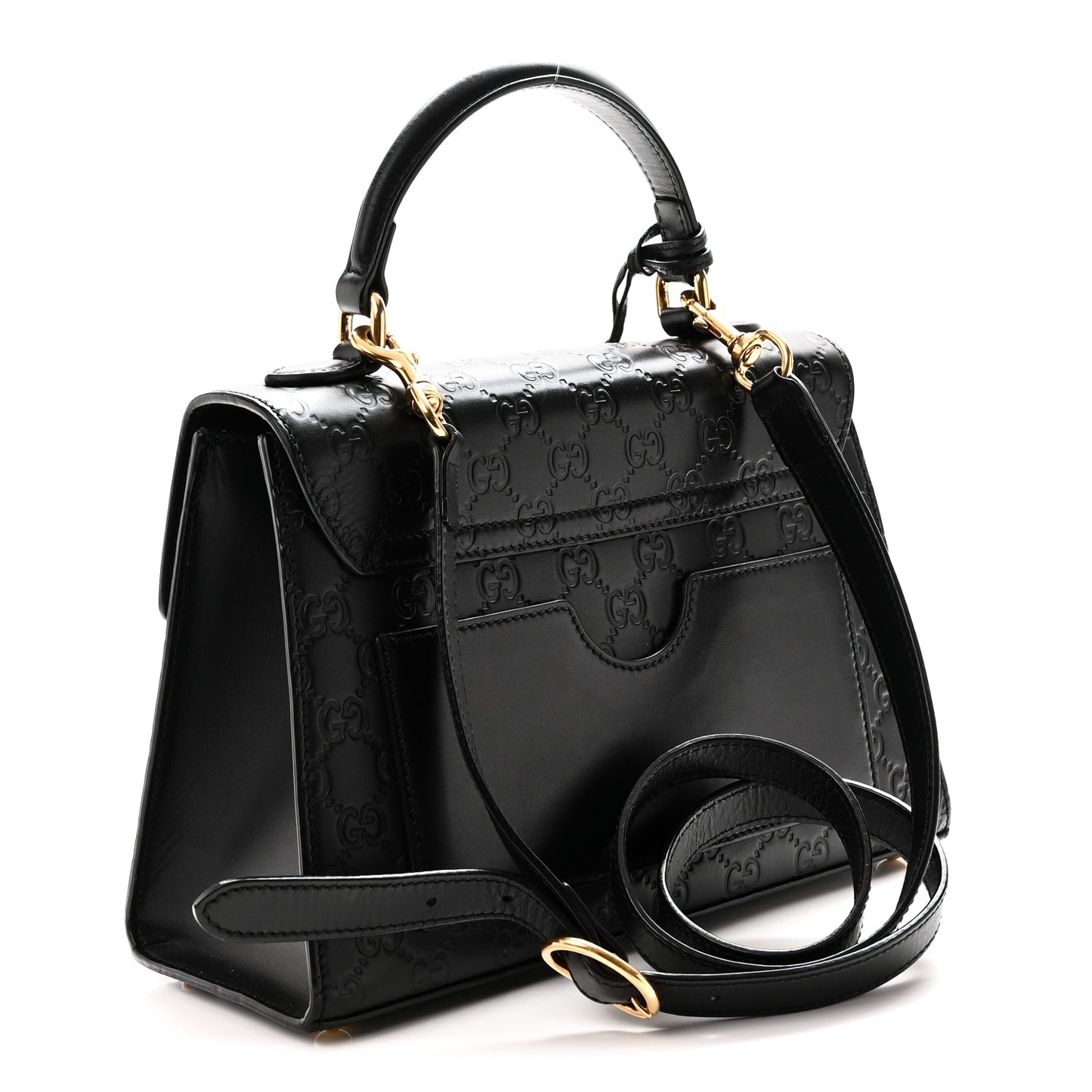 Guccissima Signature Small Padlock Top Handle Bag Black Black